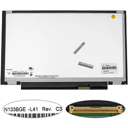 Матриця 13.3" N133BGE-L41 Rev. C3 (1366 * 768 40pin LED SLIM (без планок і вушок) глянець роз'єм справа внизу) для