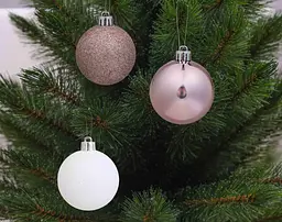 Ялинкові пластикові кульки Chomik 6 см мікс рожево-білі 26 шт. - мініатюра 4
