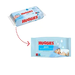 Набір вологі серветки Huggies Pure 2+1 168 шт. (3 уп. по 56 шт.) - мініатюра 3
