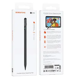 Стилус Borofone BG100 Universal active capacitive pen with digital display чорний - мініатюра 2