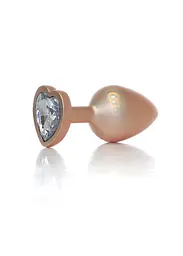 Анальна пробка - Jewellery Pearl Gold Heart Plug Clear M - мініатюра 1