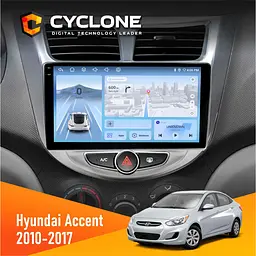 Штатна магнітола Hyundai Accent 2010-2017 Cyclone C9-012 4x64, DSP, 4G Cyclone (НФ-00007858)