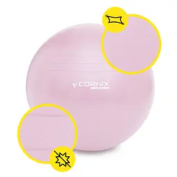 М'яч для фітнесу (фітбол) Cornix 85 см Anti-Burst Light Pink XR-0370 - мініатюра 2