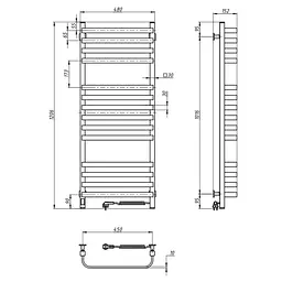Електрична рушникосушка Navin Stugna 480x1200 Sensor права чорний муар 12-028153-3680, Чорний матовий, Праве, Електронний - мініатюра 7