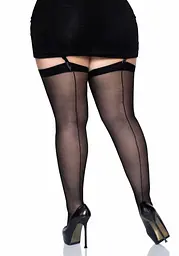Панчохи Leg Avenue Sheer backseam stockings + Black Plus size - мініатюра 2