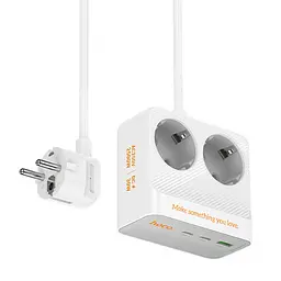 Подовжувач Hoco AC27 Descanso (PD30W/2C/1A/2xSocket) (2m) White