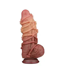 Реалістичний фалоімітатор LoveToy Dual-Layered Silicone Cock With Rope, 24.5 см