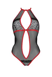 Сітчасте боді з мереживом на грудях Passion Satara Body XXL/XXXL red - мініатюра 3