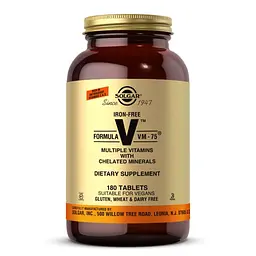 Вітаміни та мінерали Solgar Formula V VM-75 iron free, 180 таблеток