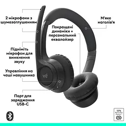Навушники Logitech Zone 305 for Business Bluetooth Black (981-001458) - мініатюра 5