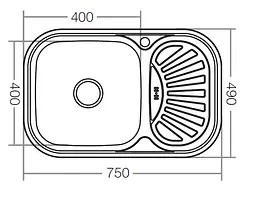 Мийка кухонна ZERIX Z7549-08-180E satin (ZX1606) - мініатюра 2