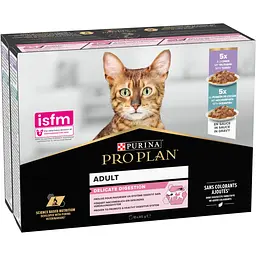 Набір вологого корму для дорослих котів з чутливим травленням Purina Pro Plan Delicate Digestion шматочки у підливці з індичкою та океанічною рибою 850 г (10 шт. х 85 г) - мініатюра 2