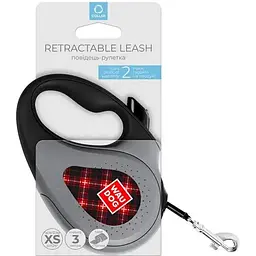 Повідець-рулетка для собак Waudog R-leash Шотландка, світловідбиваючий, XS, до 12 кг, 3 м, чорний - мініатюра 3