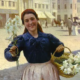 Інтер'єрна картина Київська квіткарка, Пимоненко Микола (1897), інтер'єрний декор, 45×60 см (id6938) - мініатюра 5
