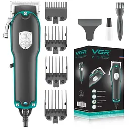 Машинка для стрижки VGR V-123 дротова машинка для стриження з 4 насадками для чоловіків 10 Вт Чорний