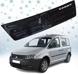 Зимова накладка на радіаторні грати Volkswagen Caddy 2004-2010 Глянець з Логотипом (Voron Glass)