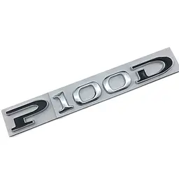 Емблема напис P100D для Tesla 140х17мм ХРОМ+ЧОРНИЙ метал (на скотчі)