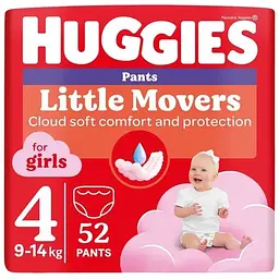 Підгузки Huggies Little Movers/Pants 4 (9-14 кг) для дівчаток 52 шт (5029053547541)