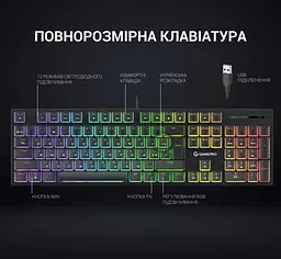 Клавіатура ігрова механічна GamePro GPMK-85 Black USB Red Switch - мініатюра 6