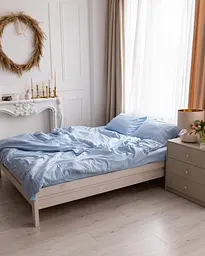Постельное белье семейное Dushka Home Страйп сатин 20531 160х215х2 см голубое