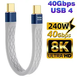 Кабель Type-C to USB-C для MacBook iPad Samsung 240 W USB4 40 Gbps - миниатюра 2