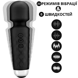 Вібратор-масажер I'MCUM Magic Wand Чорний (IM-ZDB006) - мініатюра 3