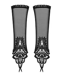 Сітчасті мітенки з мереживом Obsessive Luiza mittens One size, чорні - мініатюра 2