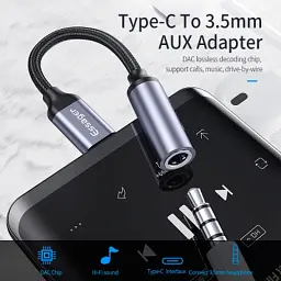 Перехідник USB-C M to 3.5mm F 0.12m gray Essager (EZJE01-0G) - мініатюра 3