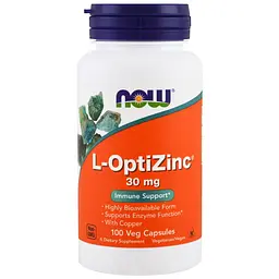 Вітаміни та мінерали NOW L-OptiZinc 30 mg, 100 вегакапсул