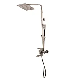 Душова система Globus Lux KUBUS SKU-SH-250 з нержавіючої сталі для ванної з верхнім душем і штангою 1400мм