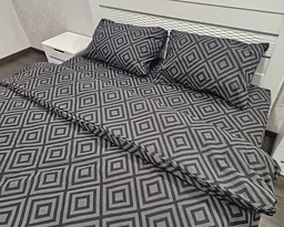 Постільна білизна LARA бязь d11296e160 з простирадлом на резинці 160х200х25 Ромб Black євро 200х220 см - мініатюра 3
