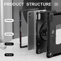 Чохол Rugged 3 Layers броньований протиударний з захистом Lenovo Tab P11 2nd gen 11.5 TB350 Чорний - мініатюра 3