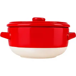 Форма для запікання МВМ My Home кругла з кришкою S 14.5х11.5х6.5 см (KP-45 S WHITE/RED) - мініатюра 2
