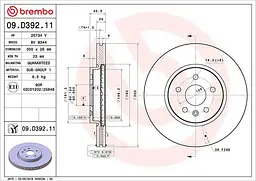 Диск гальмівний вентильований Opel Astra K, Ampera E 15-21р Brembo (09.D392.11)