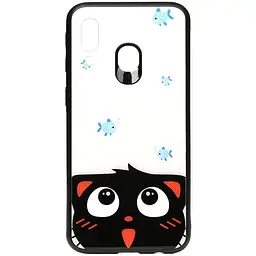 Чехол-накладка Toto Cartoon Print Glass Case Samsung Galaxy A40 Cat and fish