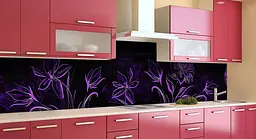 Кухонний фартух Неоновий розпис ПВХ для декору 60х300 см. Абстракція Чорний Happy Pocket Z185006 - мініатюра 3