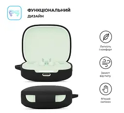 Силіконовий чохол для навушників Xiaomi Redmi Buds 6, Hang Case, чорний, ультратонкий захисний кейс товщиною 2 мм, захист від подряпин, пилу та ударів, компактний, з карабіном для кріплення, ArmorStandart (ARM83390) - мініатюра 2
