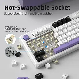 Клавіатура MageGee SKY 87 RGB Ivory White Switch Wireless (6971969728486-UA) Ice Purple (G-000003959) - мініатюра 11