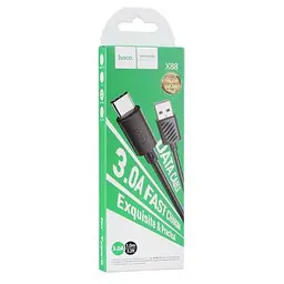 Кабель HOCO X88 Gratified charging data cable for Type-C 3A 1m Чорний - мініатюра 2