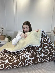 Ковдра двоспальна відкрита зимова з вовни Leri Max 21511 175х210 см коричнева - мініатюра 8