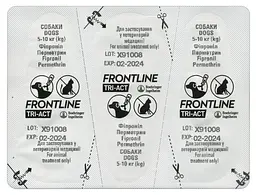 Краплі Boehringer Ingelheim Frontline Tri-Act від бліх та кліщів для собак, 5-10 кг, 3 піпетки + Плед для пікніка Frontline, темно-синій - мініатюра 6