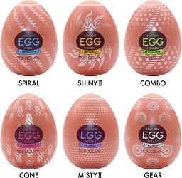 Набір мастурбаторів-яєць Tenga Egg Hard Boilded II Pack (6 яєць), щільний TPE, опукла текстура - мініатюра 2
