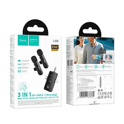 Мікрофон HOCO Fair dual-mic бездротовий мікрофон L20C (iP/Type-C/3.5) |ENC, 2.4G|