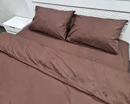 Постільна білизна LARA бязь Brown d11062e160 євро з простирадлом на резинці 160х200х25 - мініатюра 6
