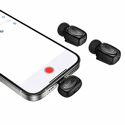 Петличний бездротовий мікрофон Hoco L19 Graceful dual-mic 2in1 (Lightning/Type-C) Black - мініатюра 4