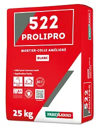 Клей для каменю 522 PROLIPRO 25кг, 1 мішок 5-7кв. м при подвійному нанесенні, білий L522BL25