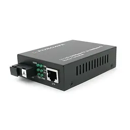 Медіаконвертер FOXGATE EC-Q-1G-1SM-1310nm, 1310 WDM, 1x10/100/1000 Base-Tx, одноволоконний Full/Half duplex, SC 20km (0+70°C), + блок живлення 5V 1A