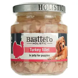 Вологий корм для цуценят Basttet'o Holistic шматочки філе індички в желе 130 г