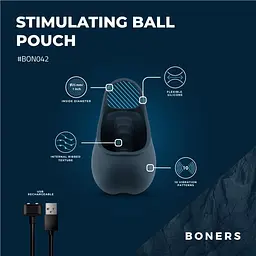 Ерекційне кільце Boners Stimulating Ball Pouch, 3.8 см (синій) - мініатюра 10