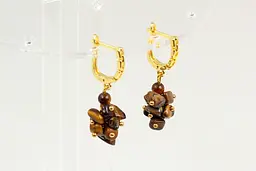 Сережки No Name підвіски з натурального тигрового ока 3,7 см золотисті